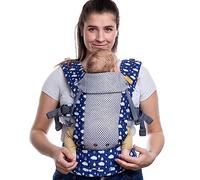 Beco Gemini Porte bebe de la naissance à la petite enfance | Porte-bébé ergonomique pour bébés de 3,2 à 15,8 kg (7-35 lbs) | Position M, Ajustement Facilité, 100% coton (Gouttes de pluie)