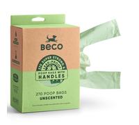 Beco Lot de 270 sacs à déjections canines solides et grands avec poignées à nouer - Distributeur de boîtes - Sacs à déjections canines non parfumés