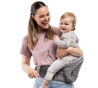 Beco Porte-Bébé Siège de Hanche Pliable, 4-en-1, 0-36 Mois, Gris | Se plie à plat dans le sac à langer, Siège de Soutien qui soulage bras et dos, s'adapte facilement de 0 à 36 mois.