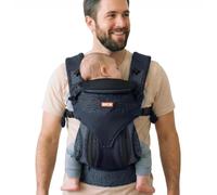 Beco Ventura Porte Bébé Physiologique dès la Naissance jusqu'à 20 kg, Marin | Maille stretch recy aérée, 3 positions ergonomiques, assise en M zippée, appui-tête et ceinture rembourrée