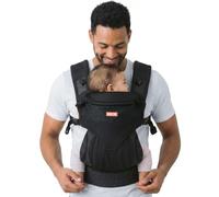 Beco Ventura Porte Bébé Physiologique dès la Naissance jusqu'à 20 kg, Noir | Maille stretch recy aérée, 3 positions ergonomiques, assise en M zippée, appui-tête et ceinture rembourrée
