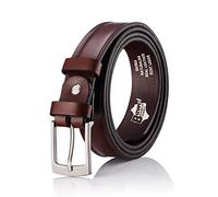 BeComfy Ceinture en Cuir pour Hommes 100% Cuir Naturel 30mm Noir Marron 90 95 100 105 110 115 120 cm (PG02 Marron, 90 cm taille - 107 cm de longueur totale)