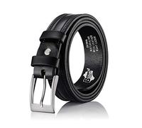 BeComfy Ceinture en Cuir pour Hommes 100% Cuir Naturel 30mm Noir Marron 90 95 100 105 110 115 120 cm (PG04 Noir, 90 cm taille - 107 cm de longueur totale)