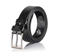 BeComfy Ceinture en Cuir pour Hommes 100% Cuir Naturel 30mm Noir Marron 90 95 100 105 110 115 120 cm (PG09 Noir, 90 cm taille - 107 cm de longueur totale)