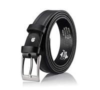 BeComfy Ceinture en Cuir pour Hommes 100% Cuir Naturel 30mm Noir Marron 90 95 100 105 110 115 120 cm (PG01 Noir, 100 cm taille - 118 cm de longueur totale)