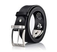 BeComfy Ceinture en cuir pour hommes en 100% cuir véritable | 38 mm de large | jeans ceinture hommes - Marron Noir (110 cm taille - 128 cm de longueur totale, PJ04 Noir)