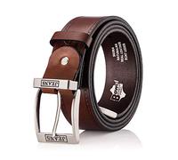 BeComfy Ceinture en cuir pour hommes en 100% cuir véritable | 38 mm de large | jeans ceinture hommes - Marron Noir (110 cm taille - 128 cm de longueur totale, PJ02 Marron)