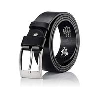 BeComfy Ceinture en cuir pour hommes en 100% cuir véritable | 38 mm de large | jeans ceinture hommes - Marron Noir (110 cm taille - 128 cm de longueur totale, PJ03 Noir)