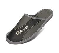 BeComfy Chaussons Homme Cuir VIP Pantoufles Hommes Confort Maison King Dad Supermen Relax 40-46 EU (Gris, Système Taille Chaussures EU, Adulte, Numérique, Moyen, 42)