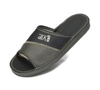 BeComfy Hommes Pantoufles en Cuir d'Été Chaussons Ouverts Slippers VIP 40-46 EU (Gris, Système Taille Chaussures EU, Adulte, Numérique, Moyen, 42)