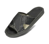 BeComfy Hommes Pantoufles en Cuir d'Été Chaussons Ouverts Slippers VIP 40-46 EU (Noir, Système Taille Chaussures EU, Adulte, Numérique, Moyen, 42)