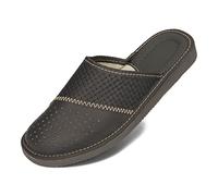 BeComfy Pantoufles Hommes Chaussons en Cuir Semelle EVA Chausson Mules Noir Marron Gris 40-46 EU (Onyx, Système Taille Chaussures EU, Adulte, Numérique, Moyen, 43)