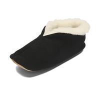 BeComfy Pantoufles Unisex Chaudes en Cuir et Laine pour Femmes Hommes 36-46 EU (Noir, Système Taille Chaussures EU, Adulte, Numérique, Moyen, 45)