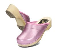BeComfy Sabots en Cuir pour Femme Mules à Talons en Bois Métallique Or Argent Rouge 35 36 37 38 39 40 41 EU (Rose, Système Taille Chaussures EU, Adulte, Numérique, Large, 41)