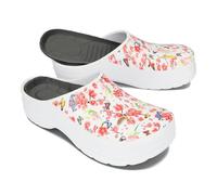 BeComfy Sabots EVA pour Femmes et Hommes Imprimé Camouflage ou Fleurs 36-46 EU (Blanc Fleurs, Système Taille Chaussures EU, Adulte, Numérique, Moyen, 37)