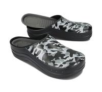 BeComfy Sabots EVA pour Femmes et Hommes Imprimé Camouflage ou Fleurs 36-46 EU (Noir Motif Camouflage, Système Taille Chaussures EU, Adulte, Numérique, Moyen, 44)