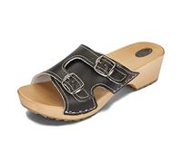 BeComfy Sabots pour Femmes Clogs Mules Pantoufles à Talons Cuir Chaussures de Jardin Sandales Noir & Blanc 36-41 EU (Noir, Numeric_37)