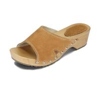 BeComfy Sabots pour Femmes en Cuir Velours Sabots en Bois avec Talon 35-41 EU (Marron, Système Taille Chaussures EU, Adulte, Numérique, Moyen, 35)