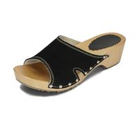 BeComfy Sabots pour Femmes en Cuir Velours Sabots en Bois avec Talon 35-41 EU (Noir, Système Taille Chaussures EU, Adulte, Numérique, Moyen, 37)