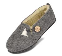 BeComfy Unisex Chaussons en Feutre Doublés de Laine de Mouton Semelle en Feutre/Caoutchouc 36-46 EU (Gris Bouton Semelle en Feutre, eu_footwear_size_system, adult, numeric, medium, numeric_38)