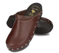 BeComfy Unisex Sabots en Cuir avec Semelle en Bois Hommes Femmes Chaussures de Jardin Talons 35-46 EU (Confort Marron, Système Taille Chaussures EU, Adulte, Numérique, Moyen, 46)