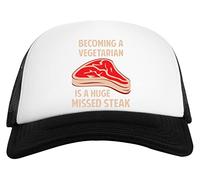 Becoming A Vegetarian is A Huge Missed Steak Casquette De Baseball Unisexe Blanche Et Noire Baseball Cap Unisex Black White