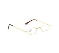 Becool fish Lunettes de lecture demi-lune à la mode pour femmes et hommes, lecteurs Anti-fatigue oculaire à demi-monture en métal, lunettes Anti-éblouissement (Couleur : Or, Taille : 3.5x)