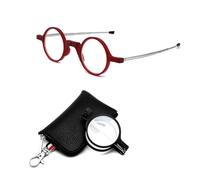 Becool fish Lunettes de lecture portables à cadre rond pliable, pour hommes et femmes, lecteur Anti-lumière bleue avec porte-clés, sac Compact, 2 paquets (Couleur : 2 pieces, Taille : 3.5x)