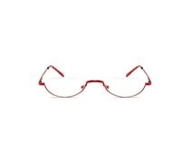 Becool fish Lunettes de lecture rétro demi-lune pour hommes et femmes, lecteur d'ordinateur demi-monture en métal léger, lunettes Anti-fatigue oculaire (Couleur : Rouge, Taille : 3.5x)