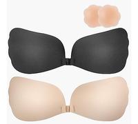 Becqurel Soutien-Gorge adhésif, Soutien-Gorge Autocollant sans Bretelles et sans Dos avec Bonnets Invisibles pour Les Robes des Femmes, inclut des Cache-tétons