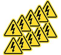 Becral® Lot de 10 autocollants en vinyle pour tableau électrique, triangle avec foudre, norme européenne W012, ASR A1.3, DIN EN ISO 7010, vinyle jaune/noir (50 mm)