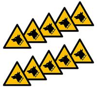 Becral - Lot de 10 autocollants pour chien gardien/signe triangle W013 homologué, ASR A1.3, DIN EN ISO 7010 polyester jaune/noir (50 mm)