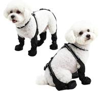 BECROWM Bottes imperméables pour chien de petite et moyenne taille, bottes réglables pour la promenade en plein air - Chaussures souples pour la promenade en plein air (noir, S)