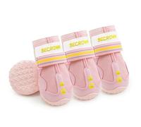 BECROWM Chaussures imperméables et antidérapantes pour chien avec réflecteurs, idéales pour la pluie, la neige, la boue et les activités de plein air (rose, #1 (largeur 4,7 cm), 6,8 à 10 kg