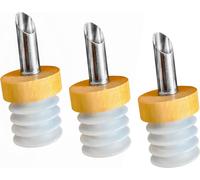 Becs verseurs pour bouteilles en acier inoxydable en bois- Set de 3 pièces