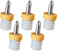 Becs verseurs pour bouteilles en acier inoxydable en bois- set de 5 pièces