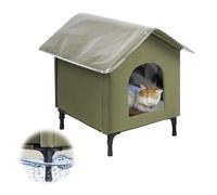 Becuddler Niche pour chat d'extérieur - Résistante aux intempéries - Avec porte de secours - Imperméable - Avec rembourrage doux - Housse en PVC - Rideau pour plusieurs chats, grange, porche - Taille