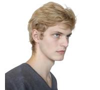 Becus Perruques courtes blondes dégradées brunes pour homme Cheveux courts et raides Synthétique de rechange Costume d'Halloween Perruques de cheveux naturels