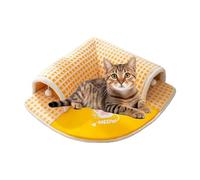 Bed for Cats, Cat Tunnel Bed, 2 in 1 Plush Cat Tunnel, Cat Hideaway, Non-Slip Bottom Large Cat Bed Cave, Cat Toy for Small Pets, Rabbits, Kittens, Yellow