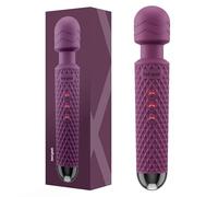 bed geek Wand Masseur Sans Fil - Rechargeable USB, Silicone Doux, 20 Modes de Vibration, 8 Vitesses, Fonction Mémoire, Étanche, Relaxation Musculaire et Soulagement du Stress
