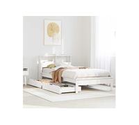 Bed met boekenkast zonder matras grenenhout wit 75x190 cm3309834