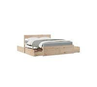 vidaXL Lit avec tiroirs et matelas 160x200 cm bois de pin massif, meuble de chambre à coucher, lit en bois, lit avec tiroir,