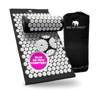 Bed of Nails Original Acupression Tapis et Oreiller Ensemble, Massage Tapis pour Augmenté Énergie, Dos Douleur Soulagement, Acupuncture Oreiller pour Cou et Épaule Douleur, Sac Transport, Noir De Jais