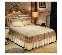 Bed Skirt Ensemble de literie Luxe Doux, 3 pièces, Jupe lit rehaussée, draps en Lin réglables, Housse Taille Queen et King avec taies d'oreiller pour la Chambre(Beige,3pcs 120x200cm)