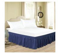Bed Skirt Jupe de lit à Volants Couleur Unie épaisse Classique avec Tissu résistant aux Rides et la décoloration Ceinture élastique élargie pour la Chambre(Blue,Queen 150x200 x38cm)