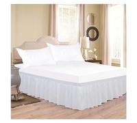Bed Skirt Jupe de lit à Volants Couleur Unie épaisse Classique avec Tissu résistant aux Rides et la décoloration Ceinture élastique élargie pour la Chambre(White,135x 200x38cm)