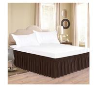 Bed Skirt Jupe de lit à Volants Couleur Unie épaisse Classique avec Tissu résistant aux Rides et la décoloration Ceinture élastique élargie pour la Chambre(Brown,135x 200x38cm)