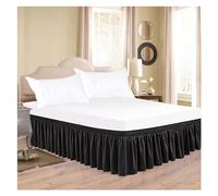Bed Skirt Jupe de lit à Volants Couleur Unie épaisse Classique avec Tissu résistant aux Rides et la décoloration Ceinture élastique élargie pour la Chambre(Black,135x 200x38cm)