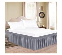 Bed Skirt Jupe de lit à Volants Couleur Unie épaisse Classique avec Tissu résistant aux Rides et la décoloration Ceinture élastique élargie pour la Chambre(Light Grey,135x 200x38cm)