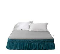 Bed Skirt Jupe de lit à Volants enveloppante Couleur Unie avec Tissu élastique Double Couche résistant la décoloration - Chute 15 Pouces(Peacock,120x200x38cm)